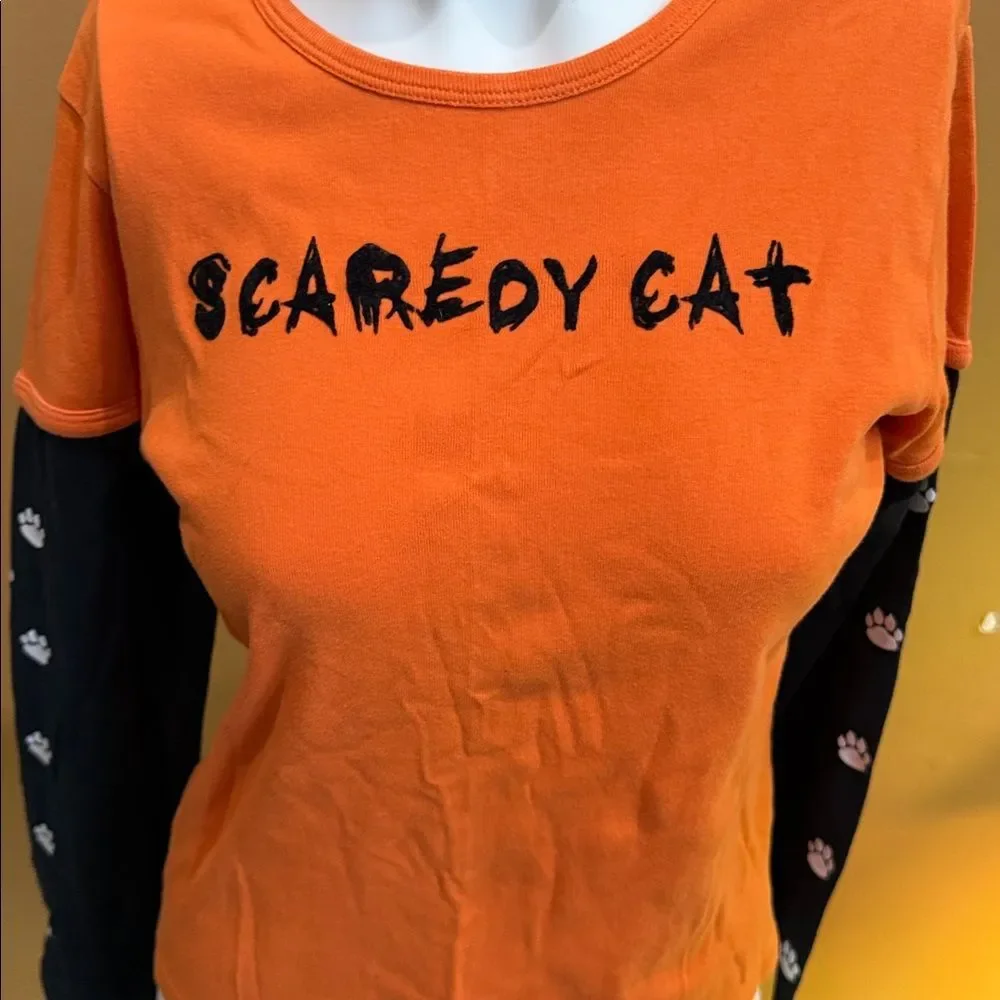 Vintage (2004) Old Navy Scaredy Cat Halloween Shirt. Girls / Child XXL
